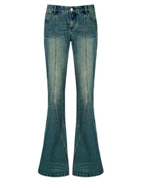 Kript Flare Jeans Y2K Bell Bottom Festival Denim High Rise Statement Sz 14 Flaw